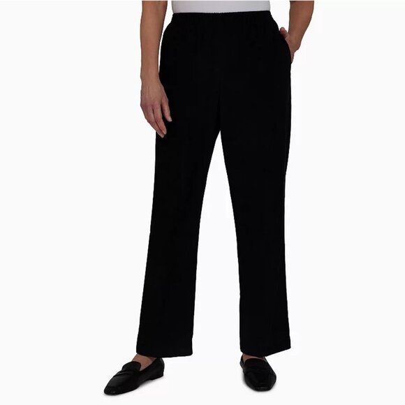 Alfred Dunner Corduroy Pants Size 18 Black Solid 28" Inseam - Picture 1 of 4